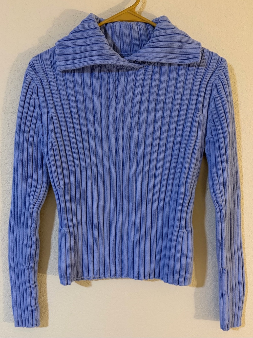 VTG Banana Republic Chunky Rib-Knit Large Collared Sweater - Periwinkle Blue